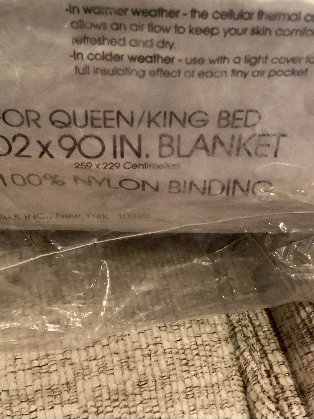 Cannon Adair Thermal Blanket Queen King 102x90 Yellow Acrylic Vintage NOS USA